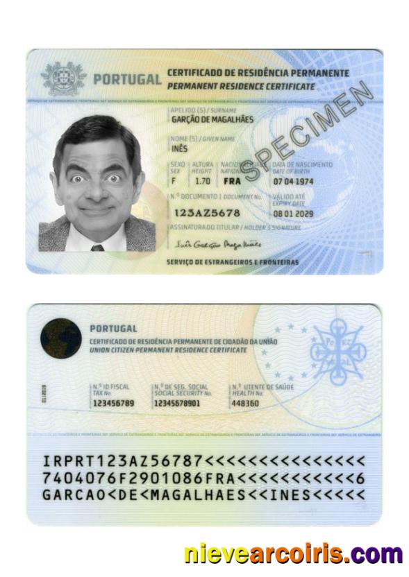 Portugal permanent residence certificate
